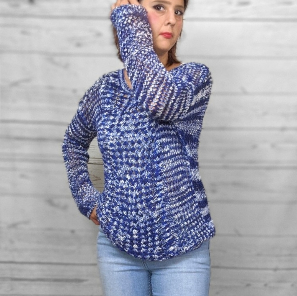 NWT ~ BB DAKOTA Open Crochet Knit Sweater